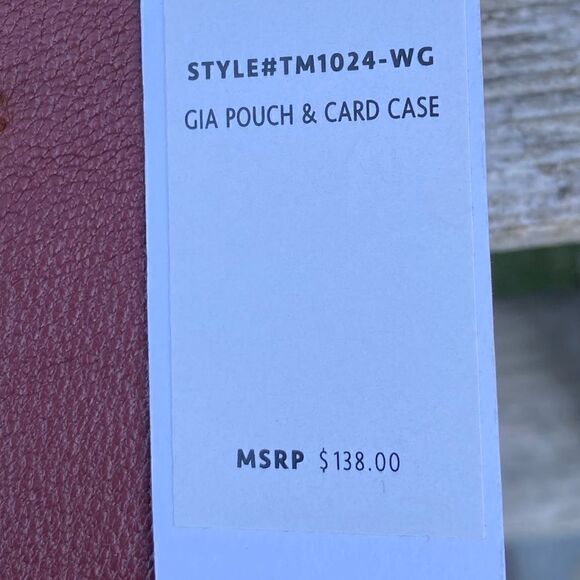Thacker NY Gia Ring Leather Pouch and Card/ID Holder Burgundy/Rust/Cream NWT